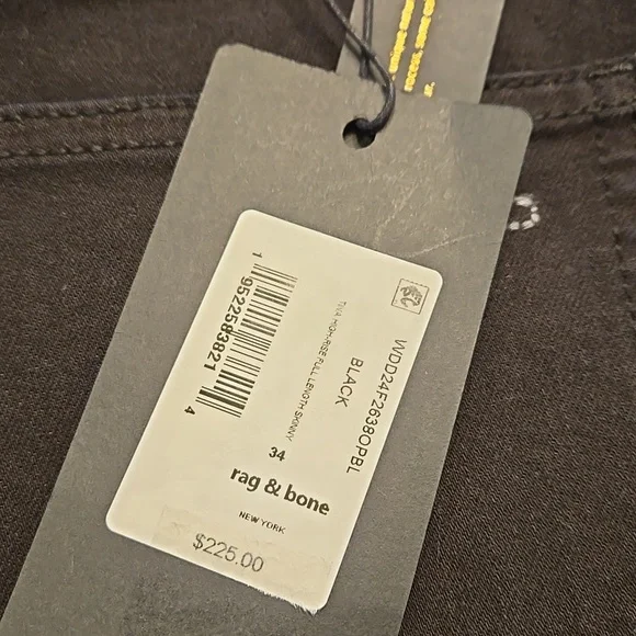 rag & bone size 34 Tina High-Rise Skinny Jean, Black NWT
